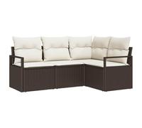 vidaXL Ensemble de canapé de Jardin 4 pcs Marron Poly rotin, Salon de Jardin et terrasse, canapé modulaire rectangulaire, Pieds Ajustables, résistant aux intempéries pour Un Patio Moderne