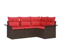 vidaXL Ensemble de canapé de Jardin 4 pcs Marron polyrotin, Canapé d'extérieur modulable et Moderne, résistant aux UV, Lounge Polyvalent pour Le Printemps, l'été