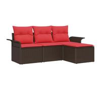 vidaXL Ensemble de canapé de Jardin 4 pcs Marron polyrotin, Canapé modulable Moderne pour Jardin et terrasse, fauteuils Lounge résistants UV, Confort sur Votre Patio