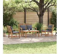 vidaXL Ensemble de canapé de jardin 4 pcs Naturel Bois de teck massif 3356854
