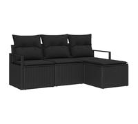 vidaXL Ensemble de canapé de Jardin 4 pcs Noir Poly rotin, Canapé d'extérieur Flexible, Module rectangulaire, Salon de Jardin, Pieds réglables, mobilier d'été, terrasse