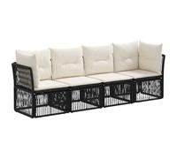 vidaXL Ensemble de canapé de Jardin 4 pcs Noir polyrotin, Ensemble de canapés d'extérieur, Design Moderne, résistant au Temps, mobilier de Jardin stylé, Coussins Confortables