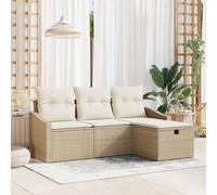 Vidaxl Ensemble De Canapé De Jardin 4 Pièces Avec Coussins Beige Poly Rotin Beige