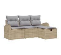 Vidaxl Ensemble De Canapé De Jardin 4 Pièces Avec Coussins Beige Rattan Poly Beige