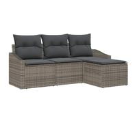 Vidaxl Ensemble De Canapé De Jardin 4 Pièces Avec Coussins Gris En Poly Rattan