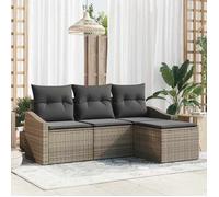 vidaXL Ensemble de Canapé de Jardin 4 Pièces Avec Coussins Gris en Rattan Synthétique Résistant Aux Intempéries, Modulaire 3346669
