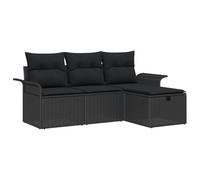 Vidaxl Ensemble De Canapé De Jardin 4 Pièces Avec Coussins Noir En Poly Rotin Noir