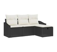 Vidaxl Ensemble De Canapé De Jardin 4 Pièces Avec Coussins Noir Rotin Poly Noir