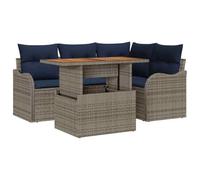 vidaXL Ensemble de canapé de Jardin 5 pc 4-Nombre de Places | Change la disposition quand tu veux , Fabriqué en poly rotin tissé à la main, résistant aux UV , Pour avoir la bonne hauteur