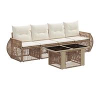 vidaXL Ensemble de canapé de Jardin 5 pc Beige et Blanc crème