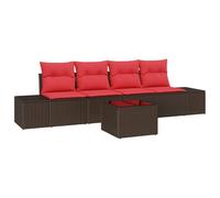 vidaXL Ensemble de canapé de Jardin 5 pc Beige et Rouge polyrotin