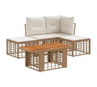 vidaXL Ensemble de canapé de Jardin 5 pc Blanc Naturel et Crème
