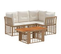 vidaXL Ensemble de canapé de Jardin 5 pc Blanc Naturel et Crème