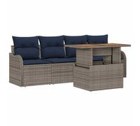 vidaXL Ensemble de canapé de Jardin 5 pc Gris et Bleu Marine | Tu peux régler la hauteur de la table selon tes besoins, Les coussins bleus amovibles sont super confortables pour bien te