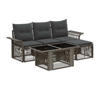 vidaXL Ensemble de canapé de Jardin 5 pc Gris et Gris foncé polyrotin