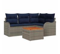 vidaXL Ensemble de canapé de Jardin 5 pc Gris polyrotin | Ce set est fait avec des matériaux qui résistent aux UV, donc il est fait pour durer, Suffisamment d'espace pour 4 personnes