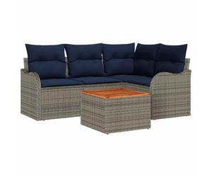 vidaXL Ensemble de canapé de Jardin 5 pc Gris polyrotin | Ce set est fait avec des matériaux qui résistent aux UV, donc il est fait pour durer, Suffisamment d'espace pour 4 personnes