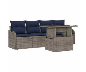 vidaXL Ensemble de canapé de Jardin 5 pc Gris polyrotin | Fait pour affronter la météo, S'arrange comme tu veux dans différents espaces, Douces assises pour bien se relaxer