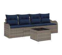 vidaXL Ensemble de canapé de Jardin 5 pc Gris polyrotin | Gère super bien le soleil, ne décolore pas , Parfait par tous les temps , Accueille facilement trois personnes