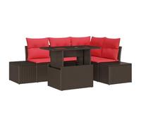 vidaXL Ensemble de canapé de Jardin 5 pc Marron polyrotin | Tu peux le réarranger facilement pour qu'il colle à ton espace, Ajuste la hauteur pour un maximum de confort, Ça lui donne