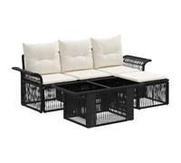 vidaXL Ensemble de canapé de Jardin 5 pc Noir et Blanc crème polyrotin
