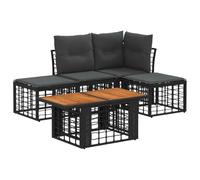 vidaXL Ensemble de canapé de Jardin 5 pc Noir et Gris foncé polyrotin