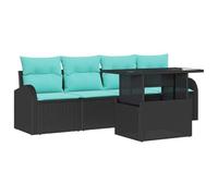 vidaXL Ensemble de canapé de Jardin 5 pc Noir Poly Rattan