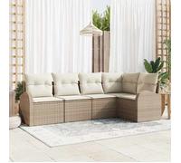 vidaXL Ensemble de canapé de jardin 5 pcs Beige et blanc polyrotin 3354710