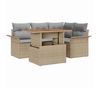 vidaXL Ensemble de Salle à Manger de Jardin 5 Pièces avec Coussins Beige Rotin Acacia