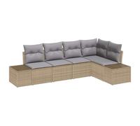 vidaXL Ensemble de canapé de Jardin 5 pcs Beige et Gris Clair, Mobilier d'extérieur modulable, canapé résistant UV, pour Jardin et terrasse, Coin Lounge Parfait