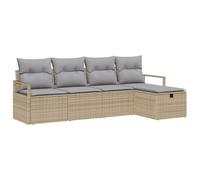 vidaXL Ensemble de canapé de Jardin 5 pcs Beige Poly rotin, Canapé réglable Moderne pour Jardin et terrasse, mobilier extérieur résistant, Coin Lounge Polyvalent