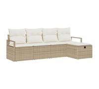 vidaXL Ensemble de canapé de Jardin 5 pcs Beige Poly rotin, Canapé réglable Moderne pour Jardin et terrasse, mobilier extérieur résistant, Coin Lounge Polyvalent