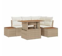 vidaXL Ensemble de canapé de jardin avec mémoire 5 pcs Beige Poly Rattan