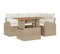 vidaXL Ensemble de canapé de Jardin de 5 pièces avec Coussins en Rattan Poly Beige