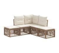 vidaXL Ensemble de canapé de Jardin 5 pcs Beige polyrotin, Canapé de Jardin, Chaise Longue Moderne, Meubles d'extérieur résistants aux intempéries, Design modulaire pour Patio