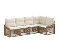 vidaXL Ensemble de canapé de Jardin 5 pcs Beige polyrotin, Canapé de Jardin, Design modulable, résistant aux intempéries, Confort Balcon, Salon extérieur, mobilier arrière-Cour