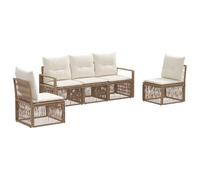 vidaXL Ensemble de canapé de Jardin 5 pcs Beige polyrotin, Canapé de Jardin Moderne, résistant aux intempéries, Design modulable, Ensemble en rotin, sièges Confortables, Coussins Inclus