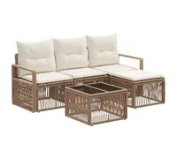 vidaXL Ensemble de canapé de Jardin 5 pcs Beige polyrotin, Canapé d'extérieur Moderne, Sofa résistant aux intempéries, Salon modulable, Chaise Longue rembourrée en Poly rotin