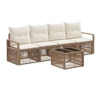 vidaXL Ensemble de canapé de Jardin 5 pcs Beige polyrotin, Ensemble de sièges Modernes, résistant aux intempéries, modulable, pour Un Jardin stylé, Meubles en rotin