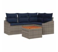 vidaXL Ensemble de canapé de Jardin 5 pcs Gris et Bleu Marine, Aménagement de Jardin et terrasse, canapés modulables, mobilier extérieur résistant aux UV pour Chiller
