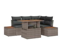 vidaXL Ensemble de canapé de jardin avec mémoire 5 pcs Gris Poly Rattan