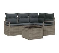 vidaXL Ensemble de canapé de Jardin 5 pcs Gris Poly rotin, Salon de Jardin et terrasse, canapé modulaire rectangulaire, Pieds Ajustables, résistant aux intempéries pour Un Patio Moderne