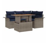 vidaXL Ensemble de canapé de Jardin 5 pcs Gris Poly rotin, Sofas modulaires Modernes pour Jardin, Ensemble Lounge Durable et résistant aux UV, Parfait pour la terrasse
