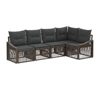 vidaXL Ensemble de canapé de Jardin 5 pcs Gris polyrotin, Canapé de Jardin, Design modulable, résistant aux intempéries, Confort Balcon, Salon extérieur, mobilier arrière-Cour