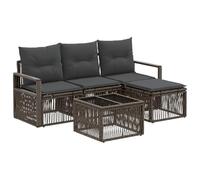 vidaXL Ensemble de canapé de Jardin 5 pcs Gris polyrotin, Canapé d'extérieur Moderne, Sofa résistant aux intempéries, Salon modulable, Chaise Longue rembourrée en Poly rotin