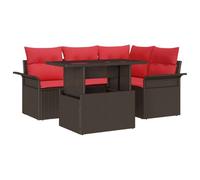 vidaXL Ensemble de canapé de Jardin 5 pcs Marron Poly Rattan, Ensemble de canapés de Jardin, mobilier modulable, Coin Lounge Tendance, sièges Modernes en terrasse