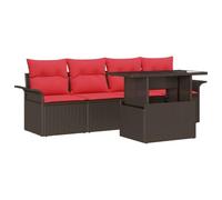 vidaXL Ensemble de canapé de Jardin 5 pcs Marron Poly rotin, Canapé Moderne modulable pour Jardin et terrasse, Ensemble en rotin, mobilier d'extérieur, Lounge résistant aux intempéries