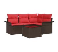 vidaXL Ensemble de canapé de Jardin 5 pcs Marron polyrotin, Canapé modulable Moderne pour Jardin et terrasse, résistant aux UV, idéal pour se détendre Dehors