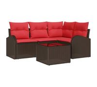 vidaXL Ensemble de canapé de Jardin 5 pcs Marron polyrotin, Ensemble de canapés de Jardin, Design Moderne, léger, résistant aux UV, Lounge en rotin pour terrasse extérieure