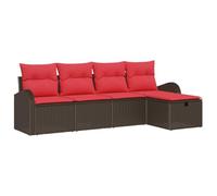 vidaXL Ensemble de canapé de Jardin 5 pcs Marron polyrotin, Mobilier de Jardin et terrasse, Ensemble Moderne de canapé, assises modulables légères, résistantes aux UV avec rangements